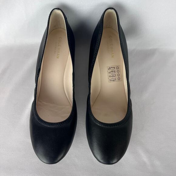 Cole Haan Shoes - Cole Haan Ballet Wedge Pumps Size 8.5 Black Leather Comfort Dressy Ballerina